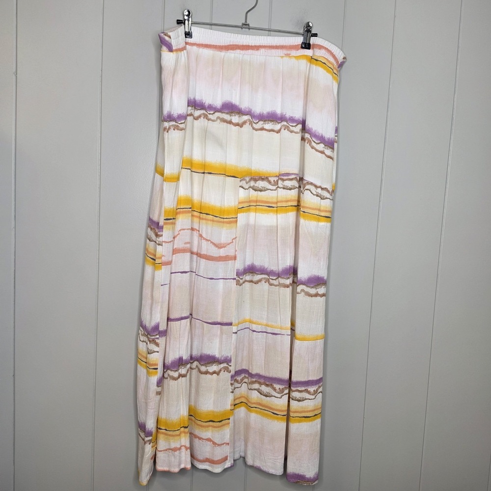 Nine West Long Skirt Size XL Built In Slip Elastic Waist Split Up One Side